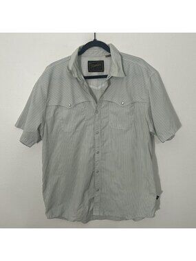 Howler Brothers Shirt Sz Large Blue/Green Pearl Snap Open Country Tech Striped